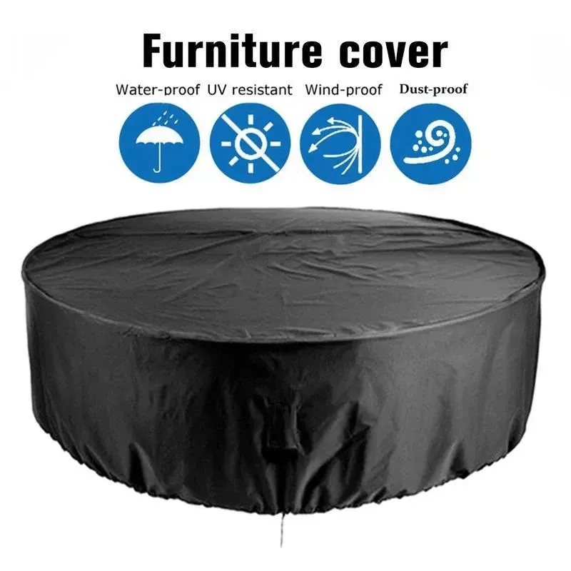 180*95 Round Cover Round Outdoor Garden Furniture Cover Waterproof Oxford Protective Furniture Rain and Snow Dust Cover