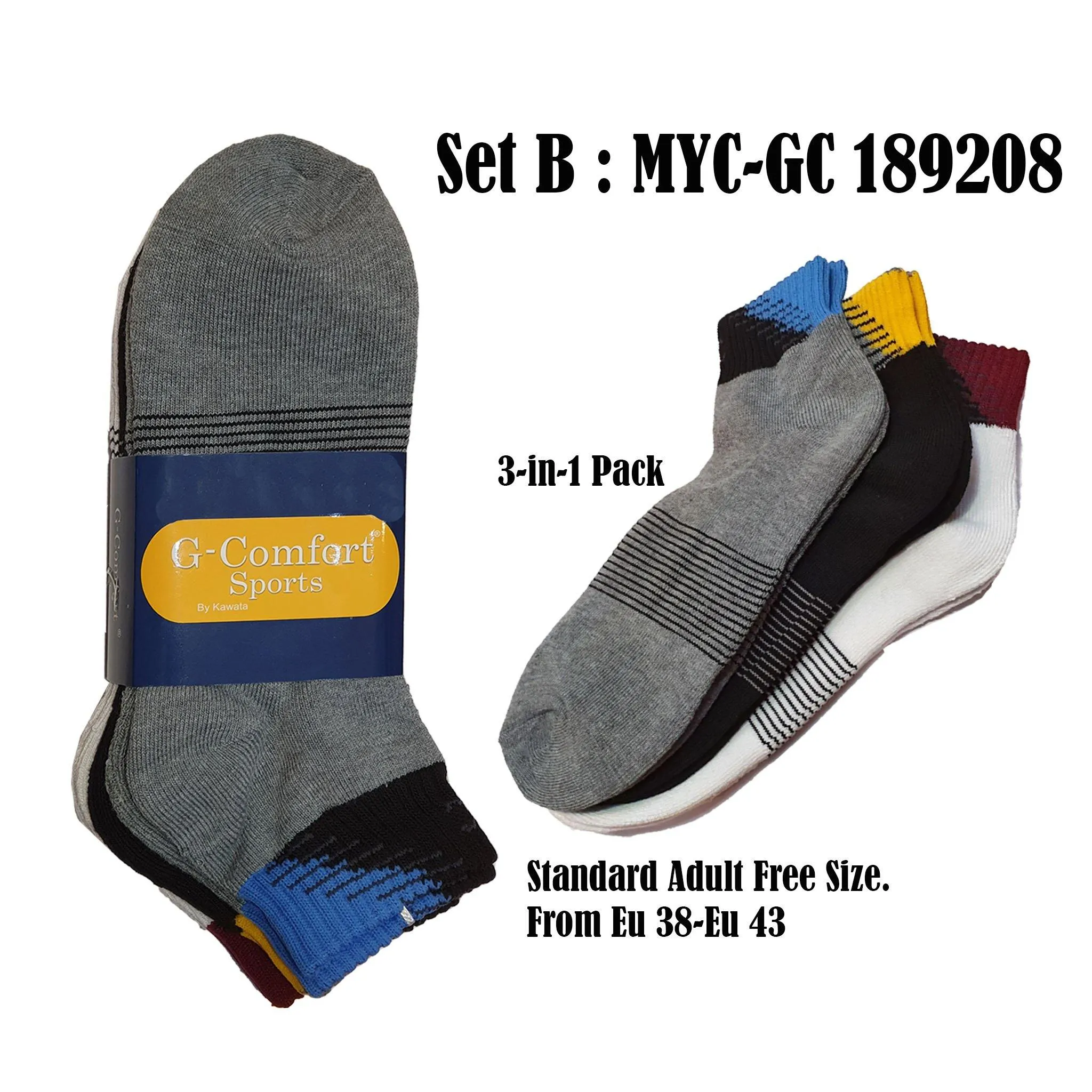 3-in-1 Value Pack Patterned Sport Socks