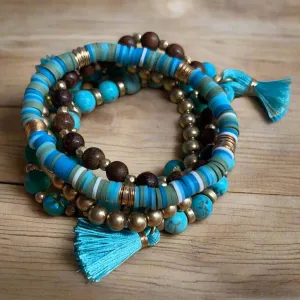 5-Piece Beaded & Tassel Bracelet Set