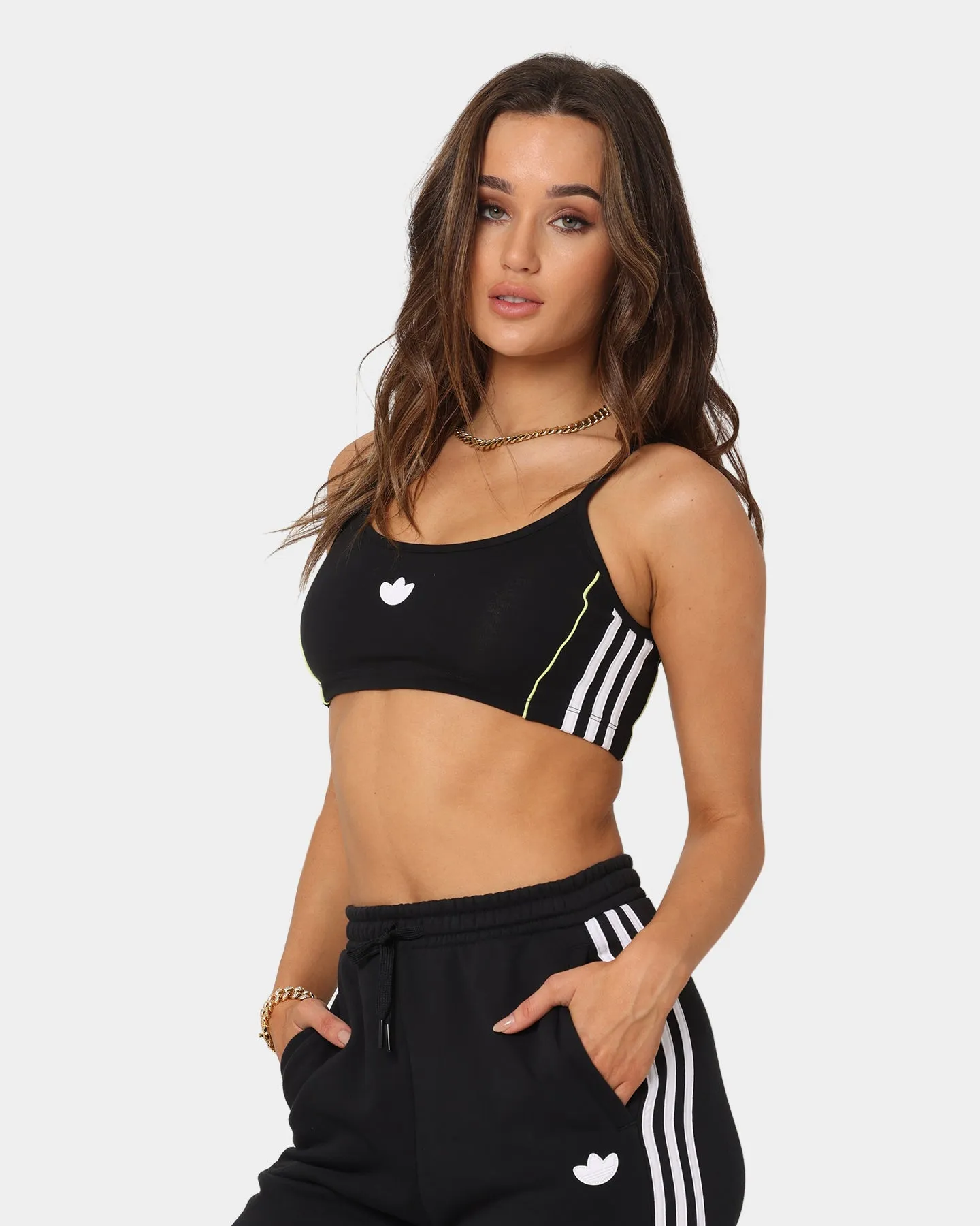 Adidas Women's Piping Logo Bra Top Black