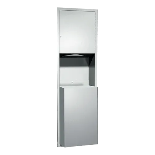 ASI 04697-BL Combination Commercial Paper Towel Dispenser/Waste Receptacle, Recessed-Mounted, Stainless Steel