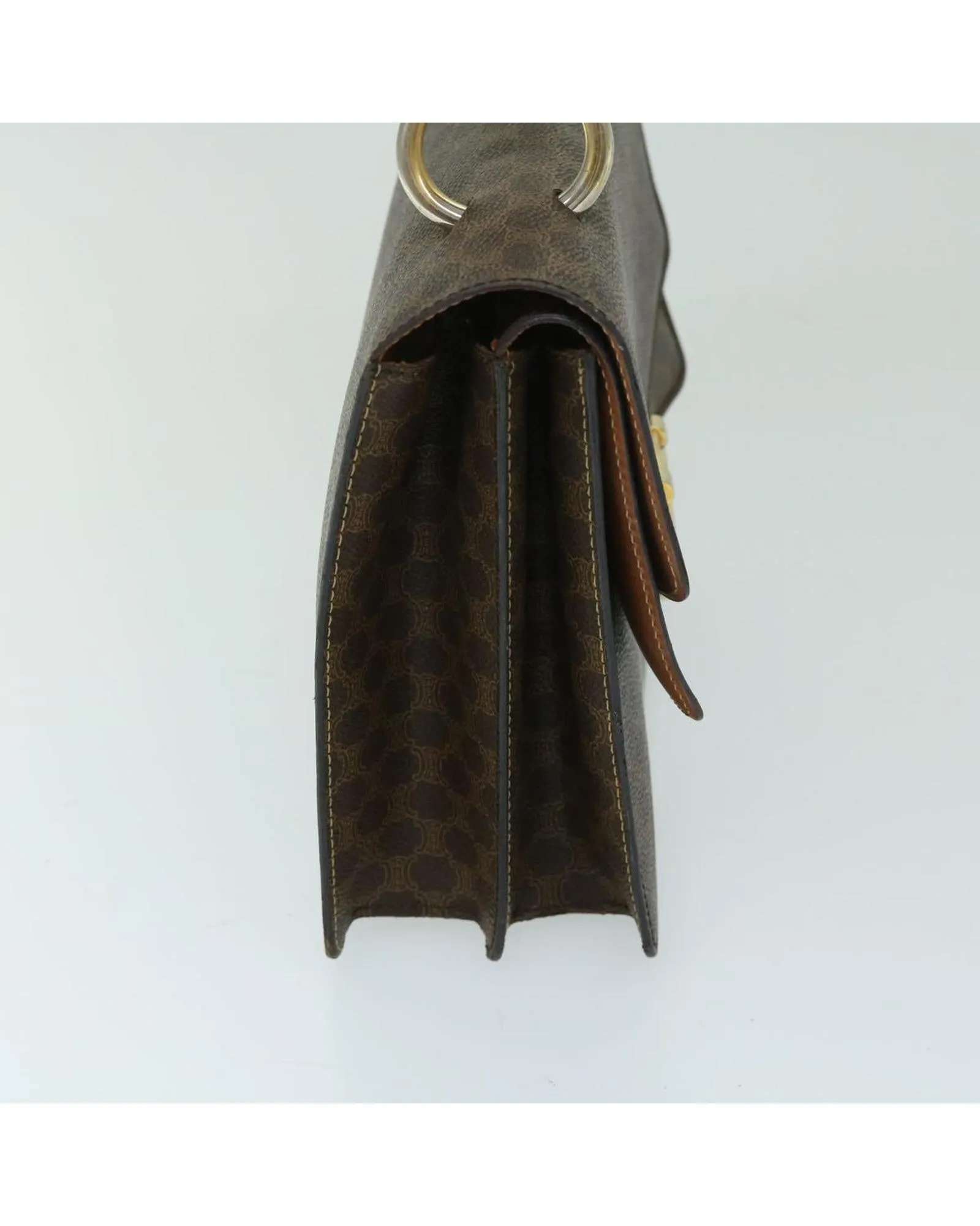 Authentic Celine Brown Canvas Handbag with Macadam Print