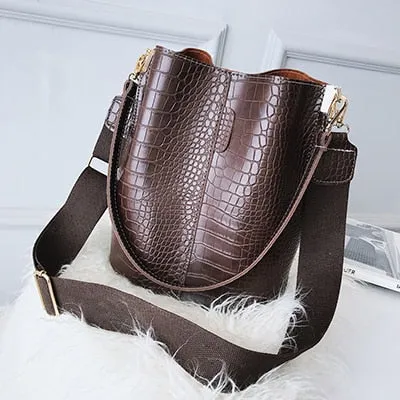Back To College Deanwangkt Vintage Leather Stone Pattern Crossbody Bags For Women New Shoulder Bag Fashion Handbags And Purses Bucket Bags