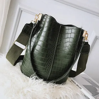 Back To College Deanwangkt Vintage Leather Stone Pattern Crossbody Bags For Women New Shoulder Bag Fashion Handbags And Purses Bucket Bags