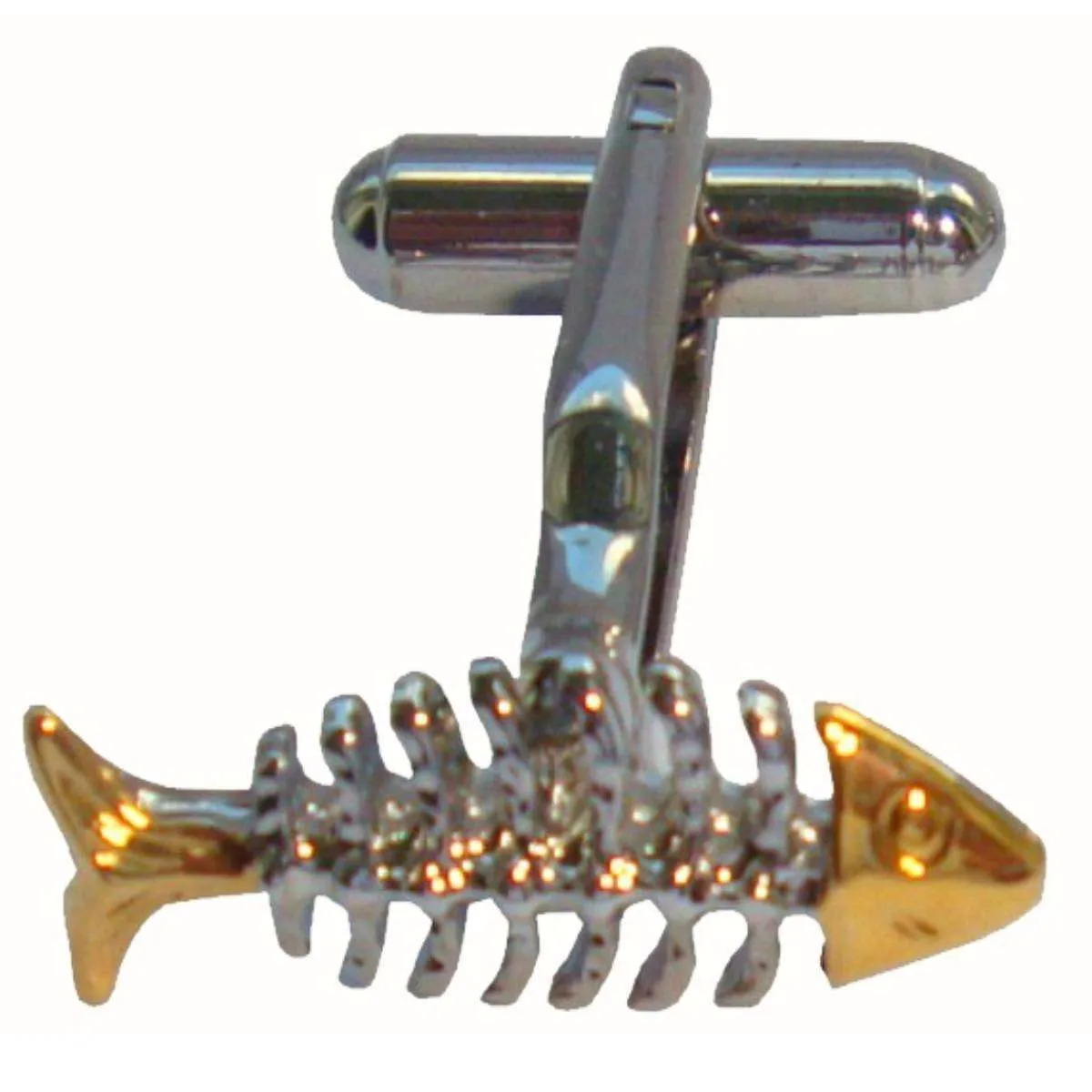 Bassin and Brown Fish Skeleton Cuffllinks - Gold/Silver