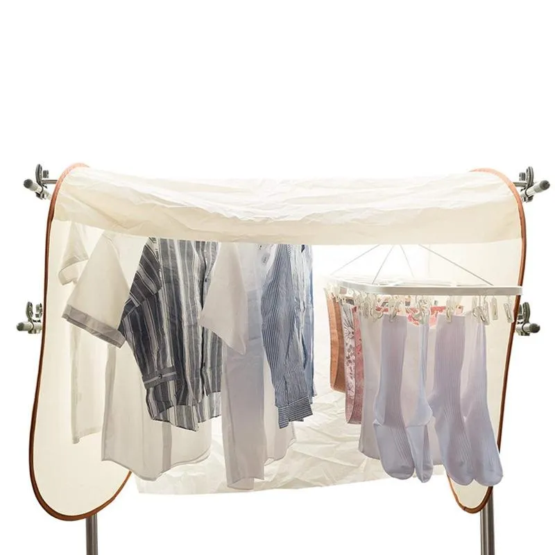 Beige Outdoor Clothes Drying Cover - Dustproof Rainproof Sun Protection