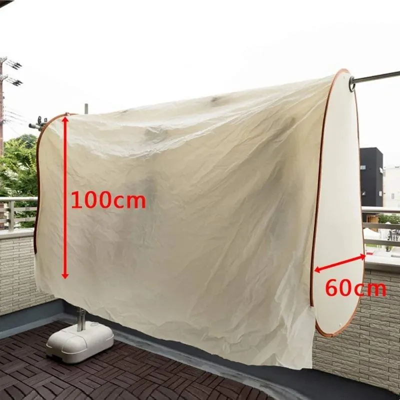 Beige Outdoor Clothes Drying Cover - Dustproof Rainproof Sun Protection