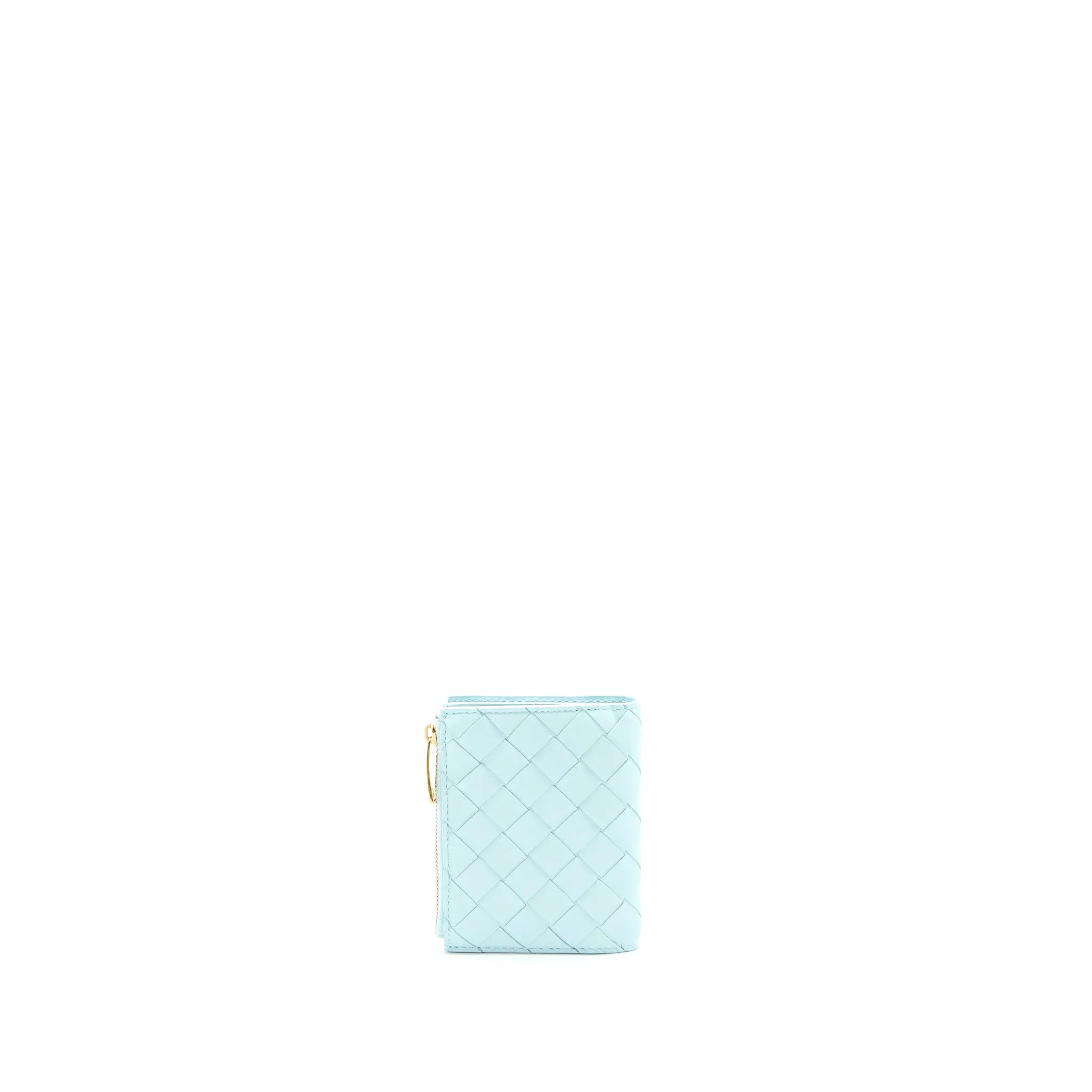 Bottega Veneta Bi-Fold Zip Wallet Lambskin Light Blue GHW
