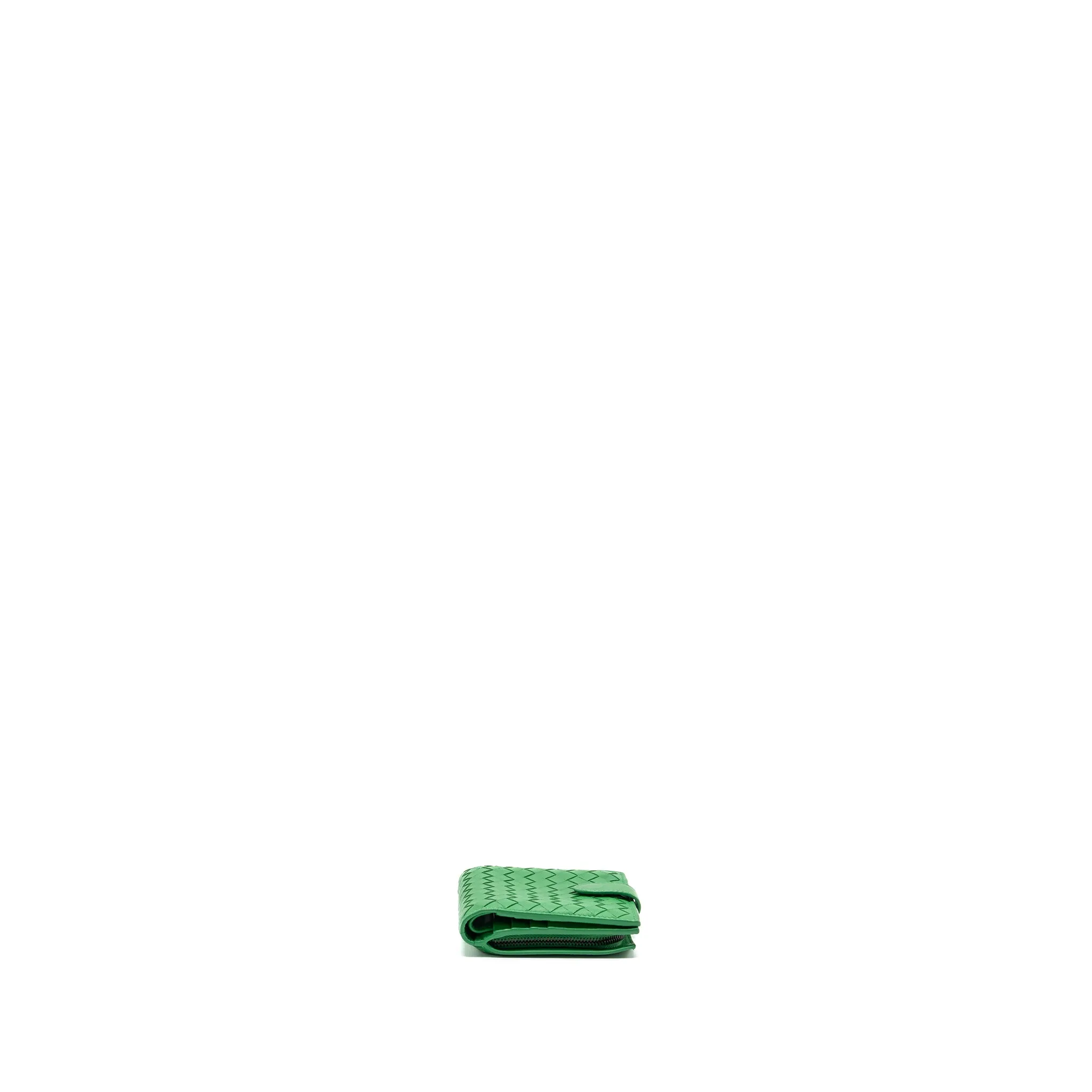 Bottega Veneta Fold Wallet Leather Green SHW
