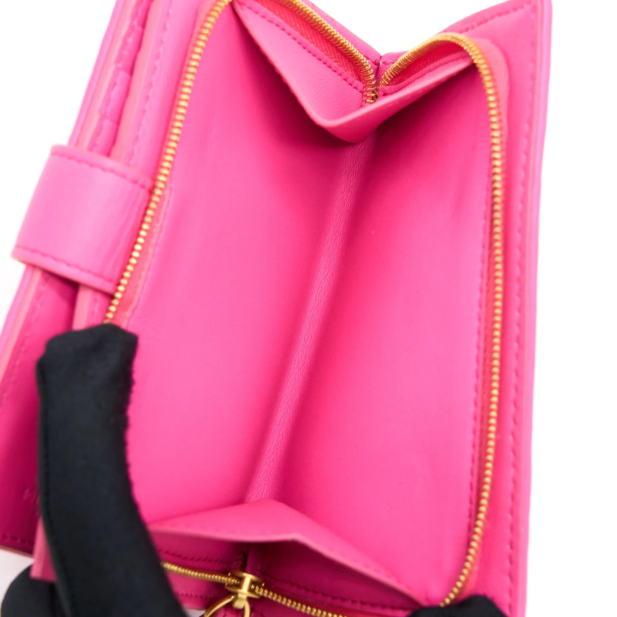 Bottega Veneta Fold Wallet Nappa Pink GHW