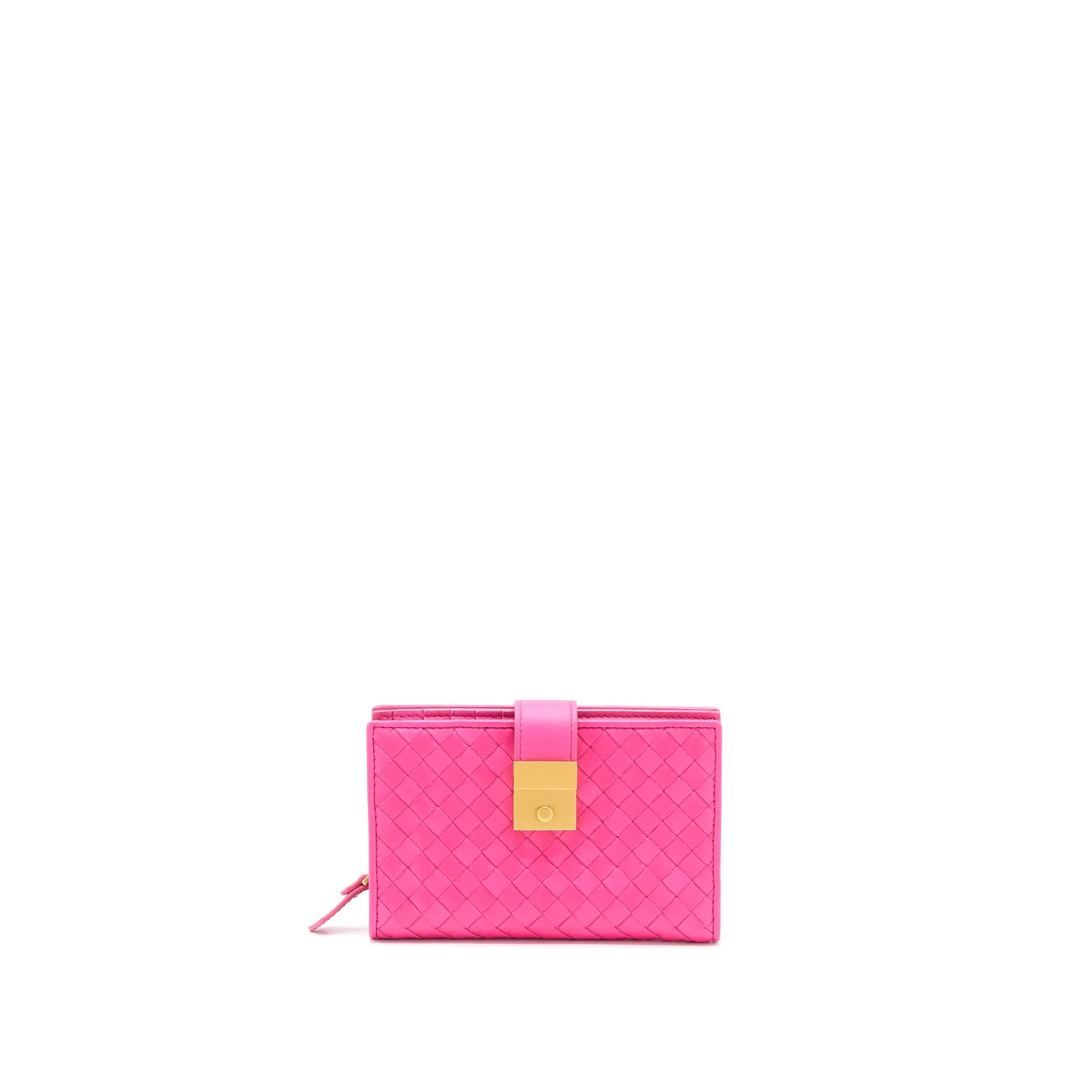 Bottega Veneta Fold Wallet Nappa Pink GHW