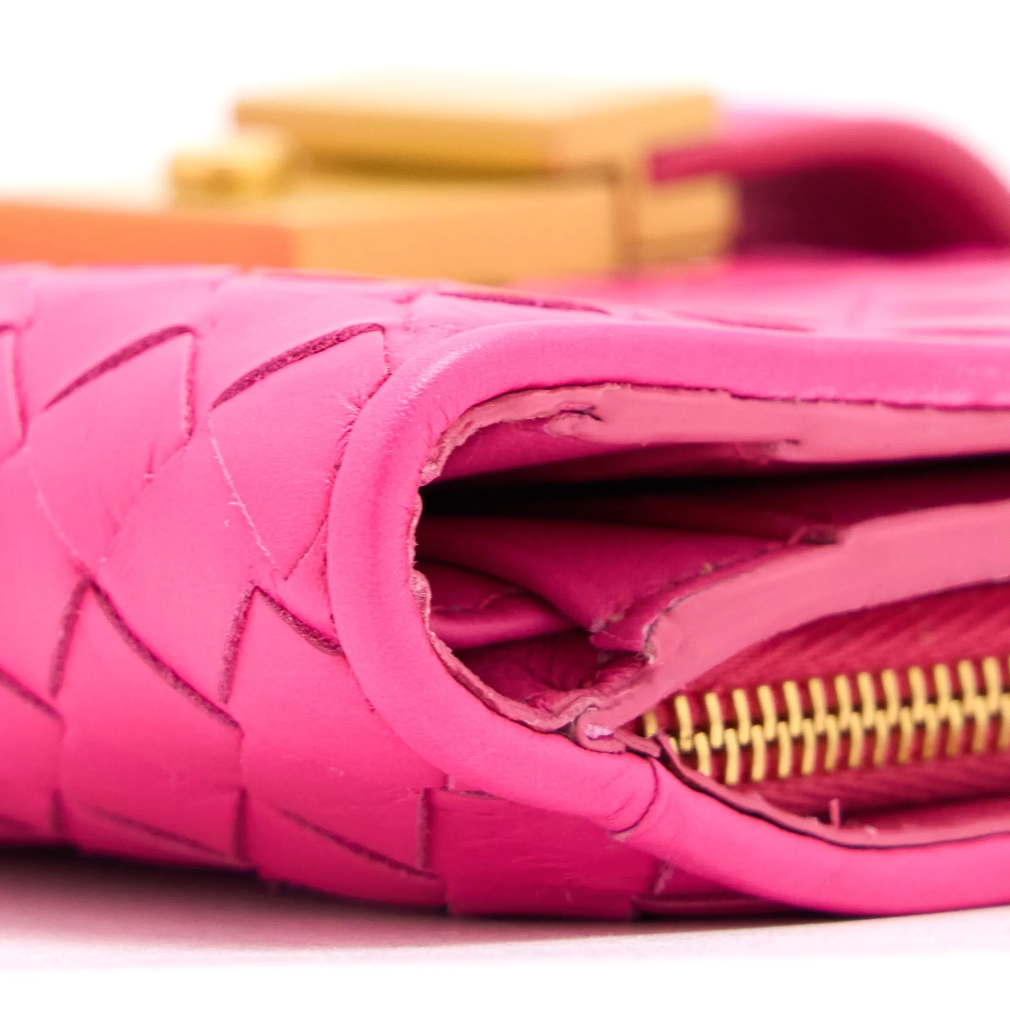 Bottega Veneta Fold Wallet Nappa Pink GHW