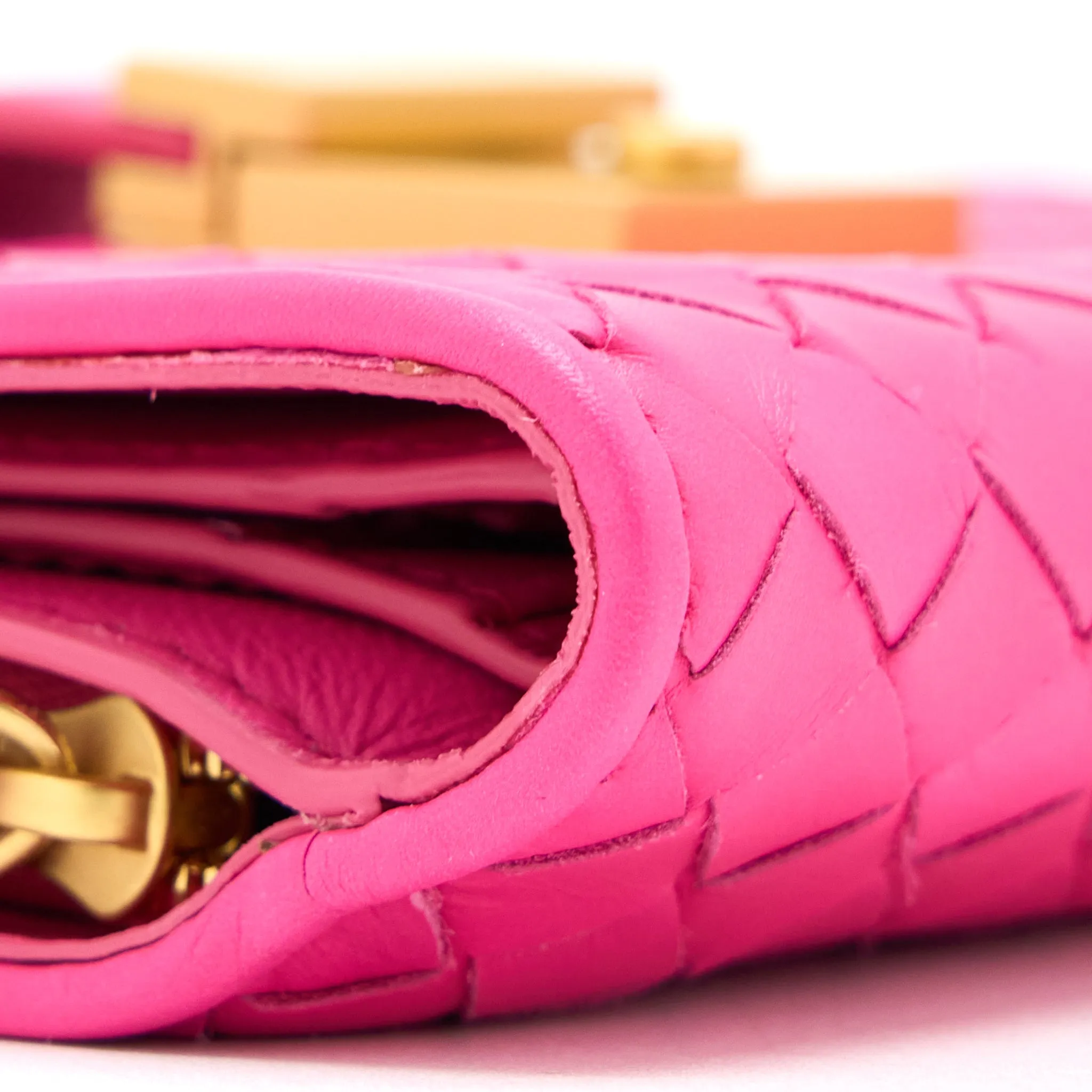 Bottega Veneta Fold Wallet Nappa Pink GHW
