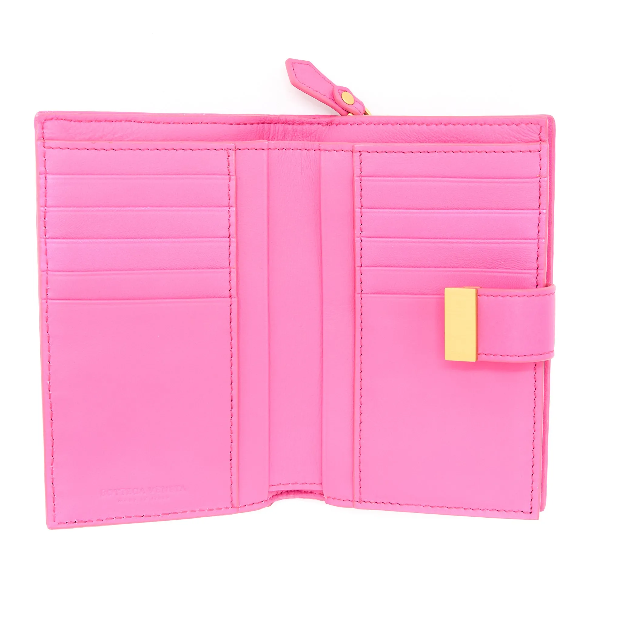 Bottega Veneta Fold Wallet Nappa Pink GHW