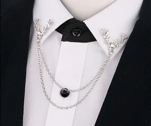 Brooch with Double Chain Collar Pins