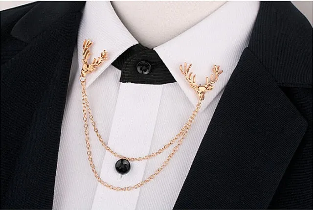 Brooch with Double Chain Collar Pins