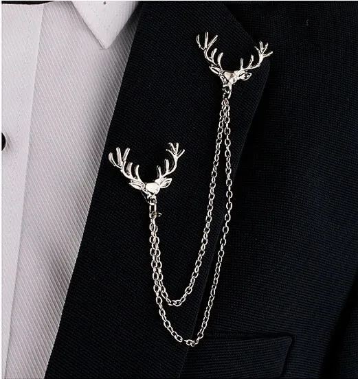 Brooch with Double Chain Collar Pins