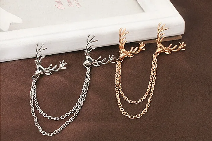 Brooch with Double Chain Collar Pins