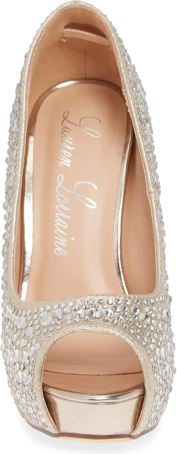 Candy Silver Open Toe Platform Rinestone Crystal Slingback Pump