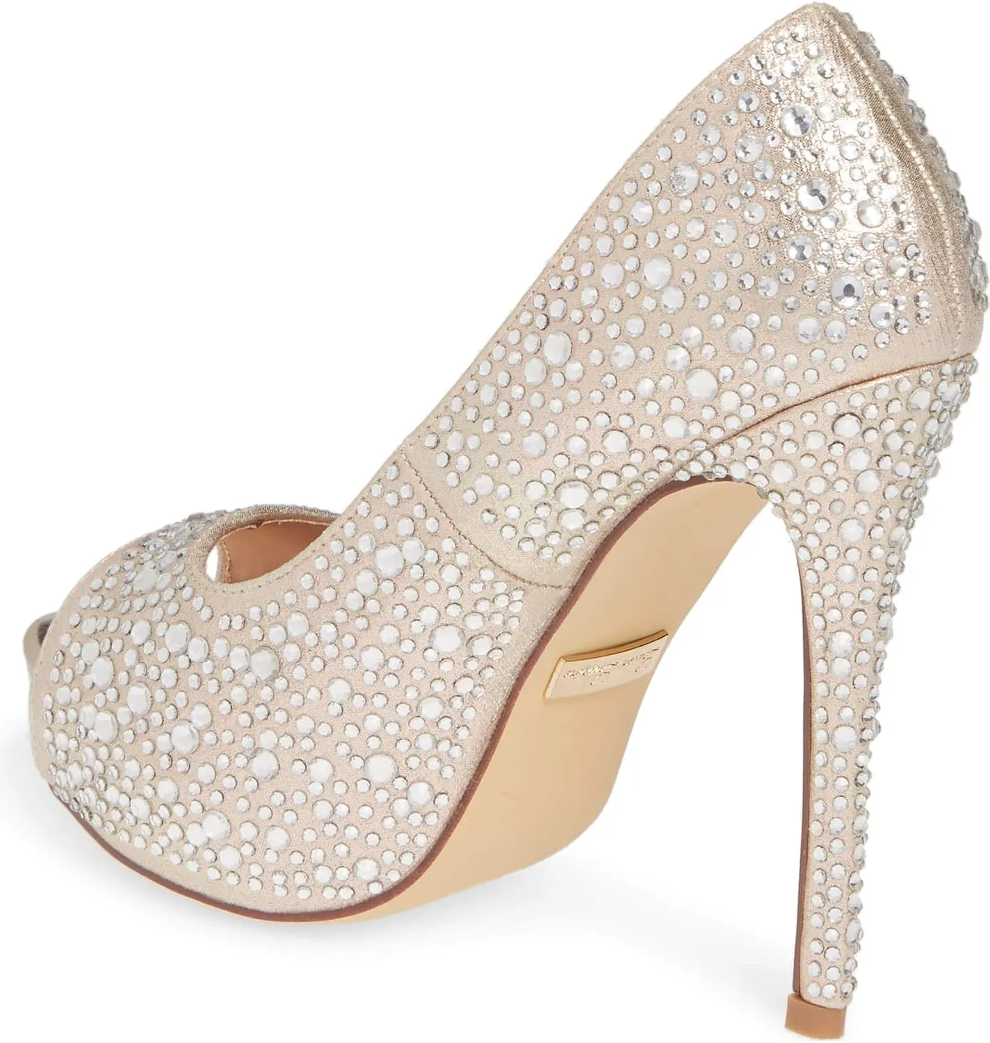 Candy Silver Open Toe Platform Rinestone Crystal Slingback Pump