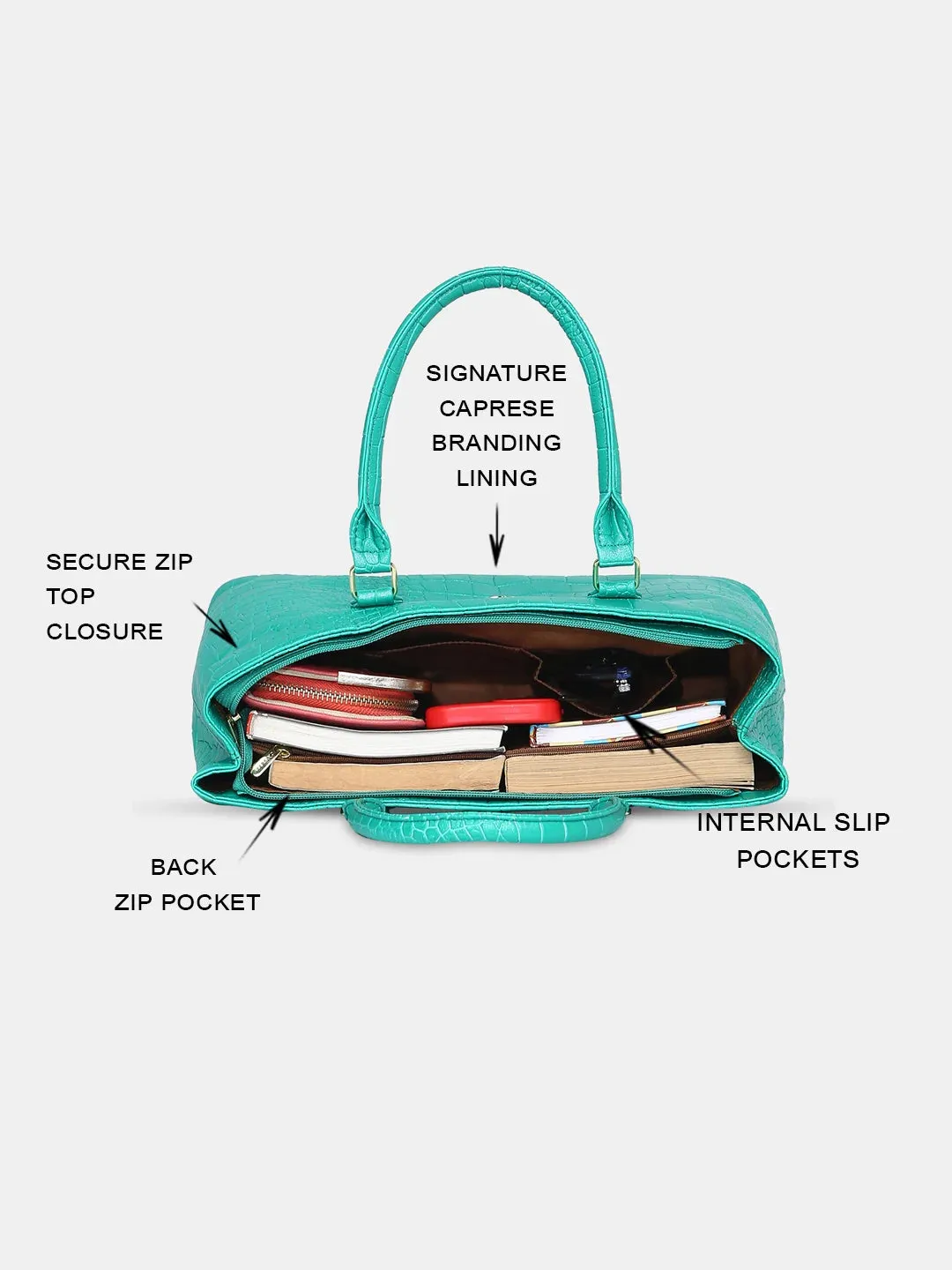 Caprese Eastwood Tote Medium Metallic Green