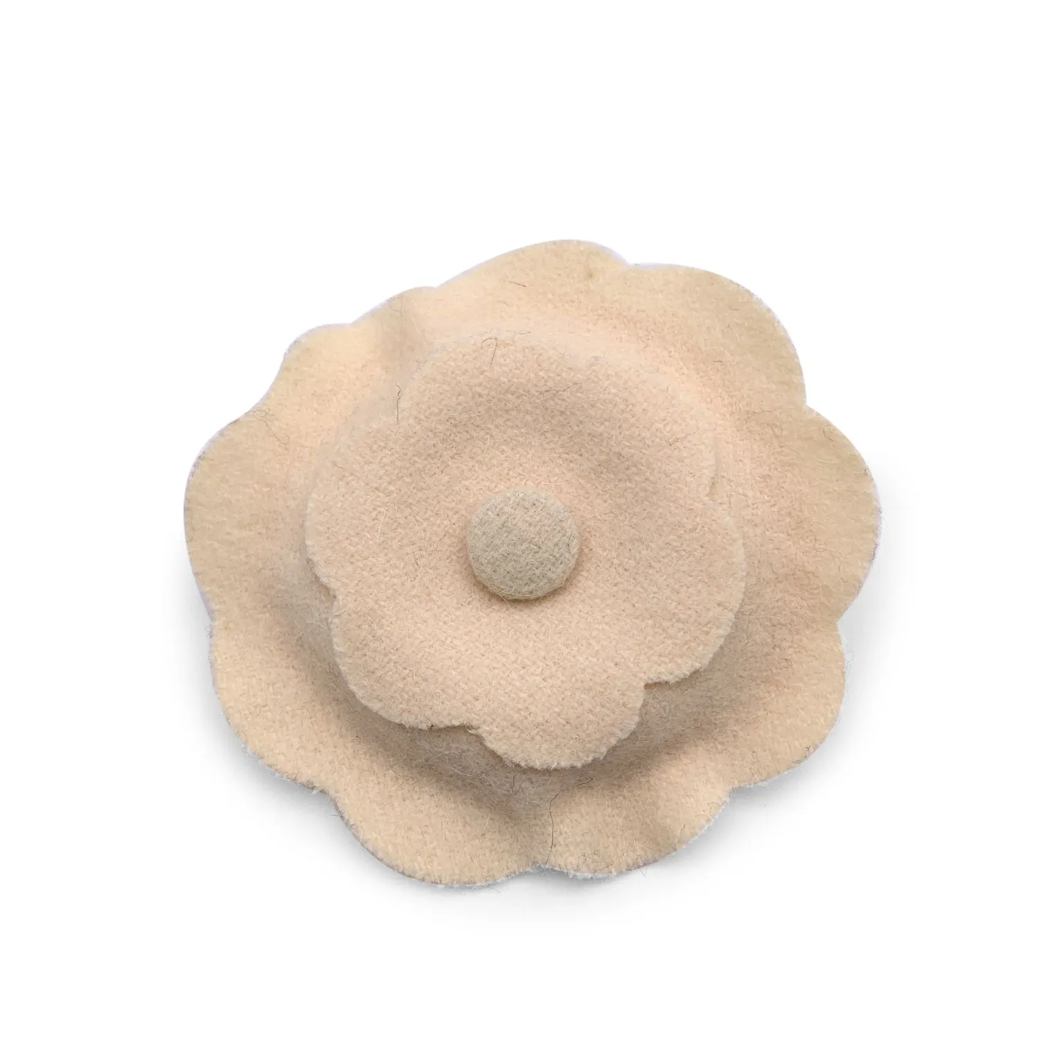 Chanel Vintage Beige Felt Flower Camelia Camellia Brooch Pin