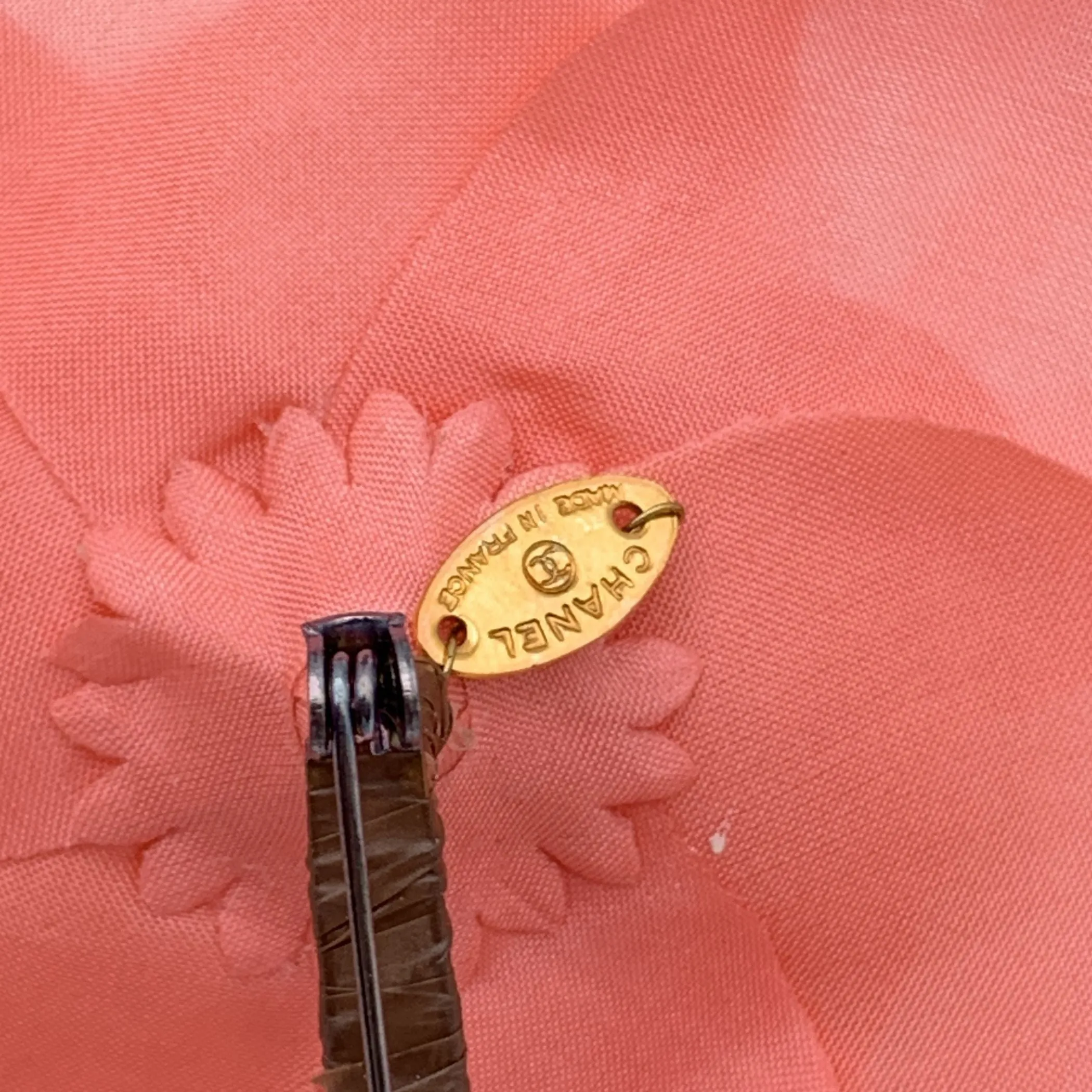 Chanel Vintage Fabric Pink Flower Camellia Camelia Pin Brooch