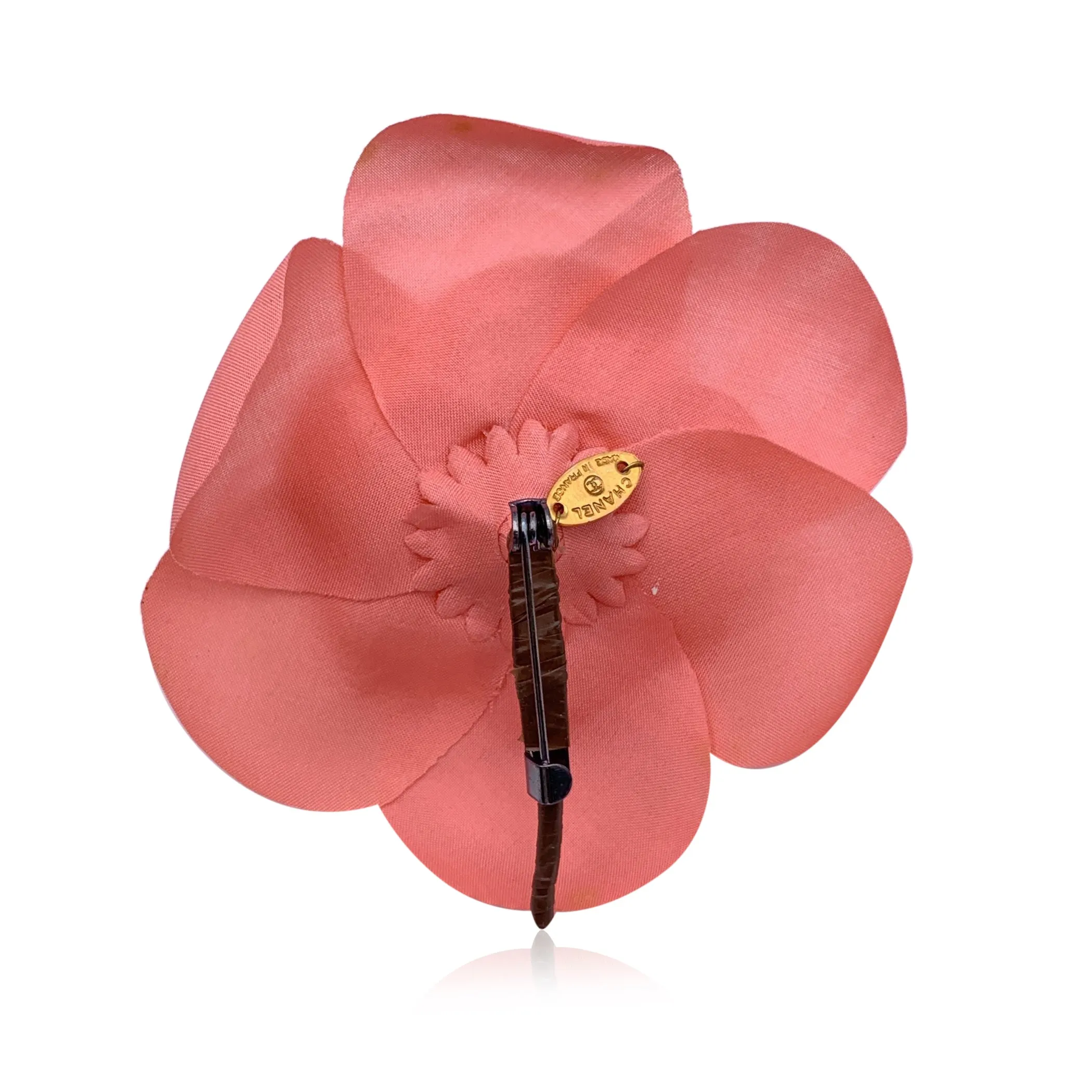 Chanel Vintage Fabric Pink Flower Camellia Camelia Pin Brooch