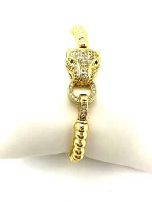 CZ Jaguar Beaded Bracelet