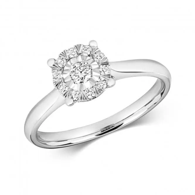 Diamond Jewellery 9ct Illusion Solitaire White Gold Rings RD664W