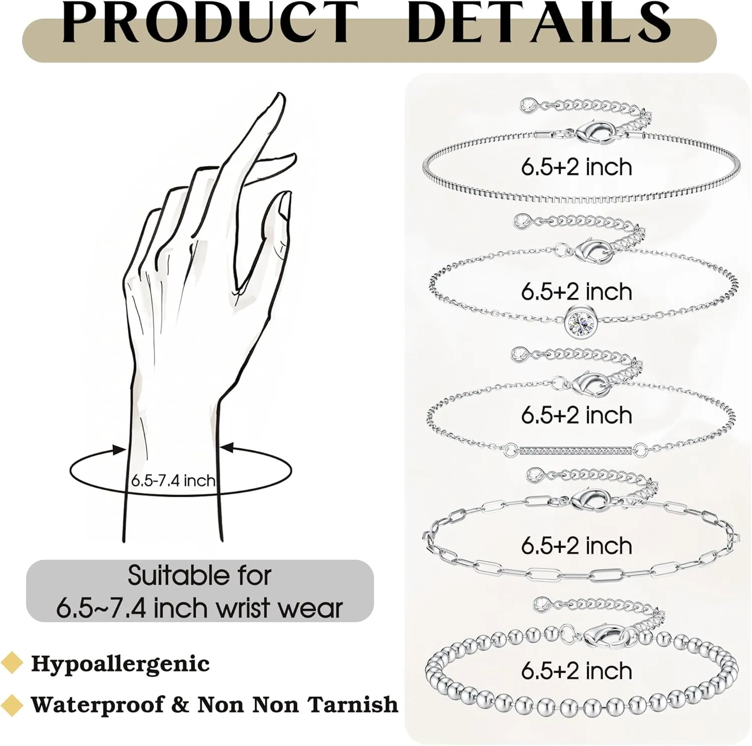 Dochais Gold Bracelets for Women Trendy 14k Gold-Plated Stackable Dainty Bracelet Adjustable Charm Paperclip Cuban Link Chain Tarnish Free Gold Jewelry Sets Fashion Accessories Gifts