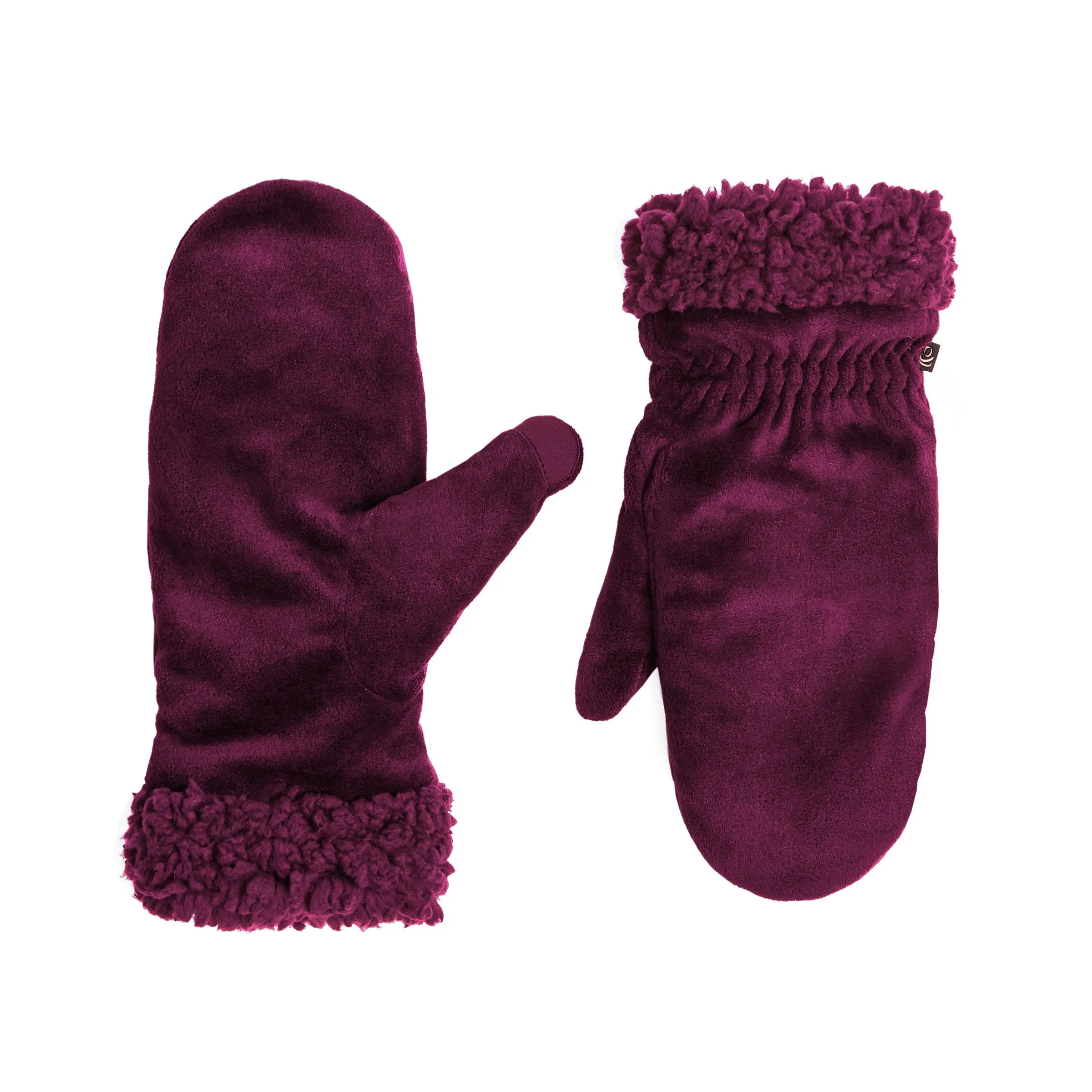 Double Plush Velour Mitten with Faux Sherpa Cuff