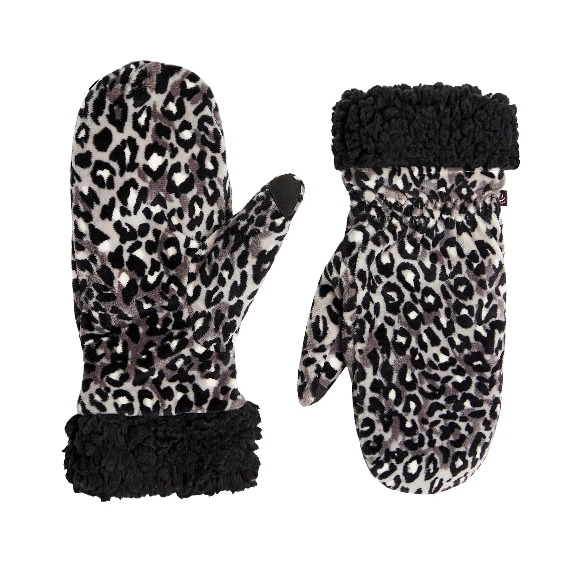 Double Plush Velour Mitten with Faux Sherpa Cuff