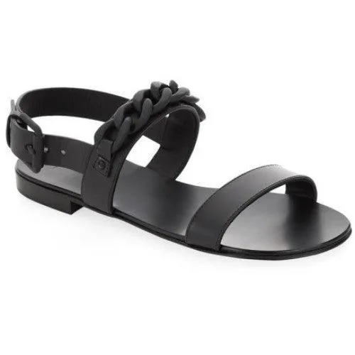 Giuseppe Zanotti Black Chain Double Strap Leather Sandal