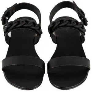 Giuseppe Zanotti Black Chain Double Strap Leather Sandal