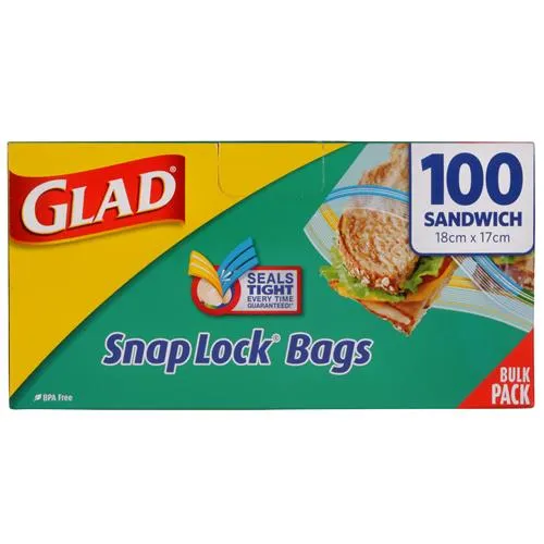 Glad Snaplock Plastic Bags Sandwich 100pk