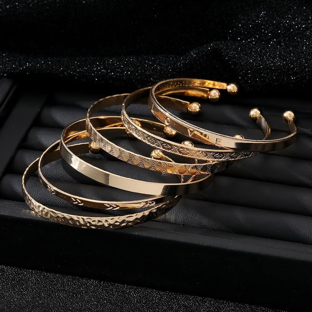 Gold Bangle Bracelets for Women, 14k Gold Plated Multi Layer Cuff Bangles Set, Stackable Boho Non Tarnish Elegance Smooth Bangle Jewelry Gifts for Her