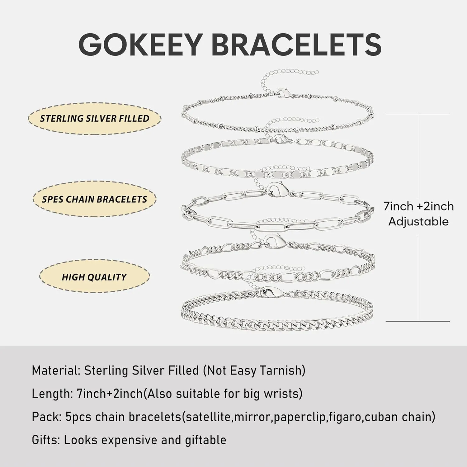 Gold Bracelets for Women Trendy,14K Real Gold Plated Dainty Stackable Paperclip Cuban Link Chain Bracelets,Cuff Bracelets Jewelry Set Adjustable 7" 2"
