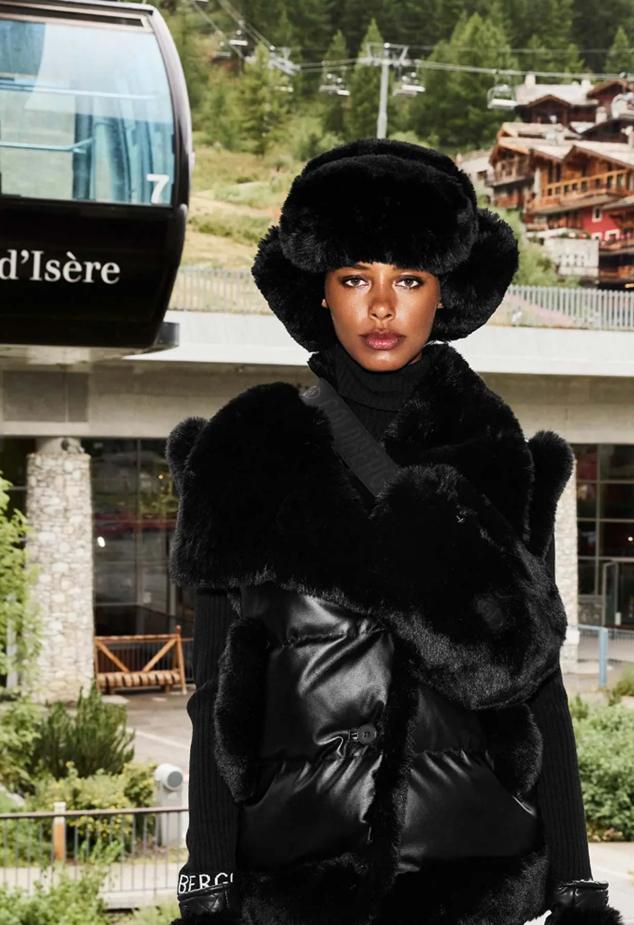 Goldbergh Cher Faux Fur Trapper Hat in Black