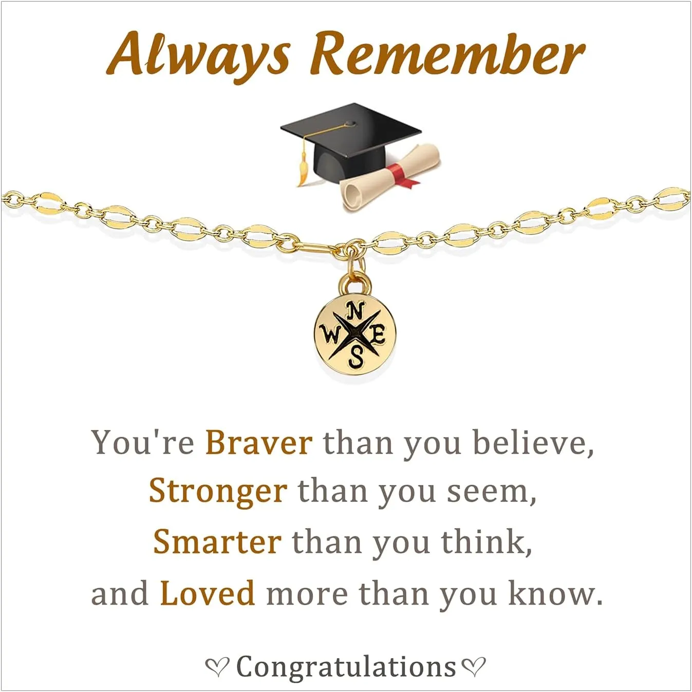 JSJOY Graduation Gifts for Her Class Of 2024 Gold Bracelets for Women 8th Grade High School College Inspirational Gifts for Daughter Granddaughter Sister Friend
