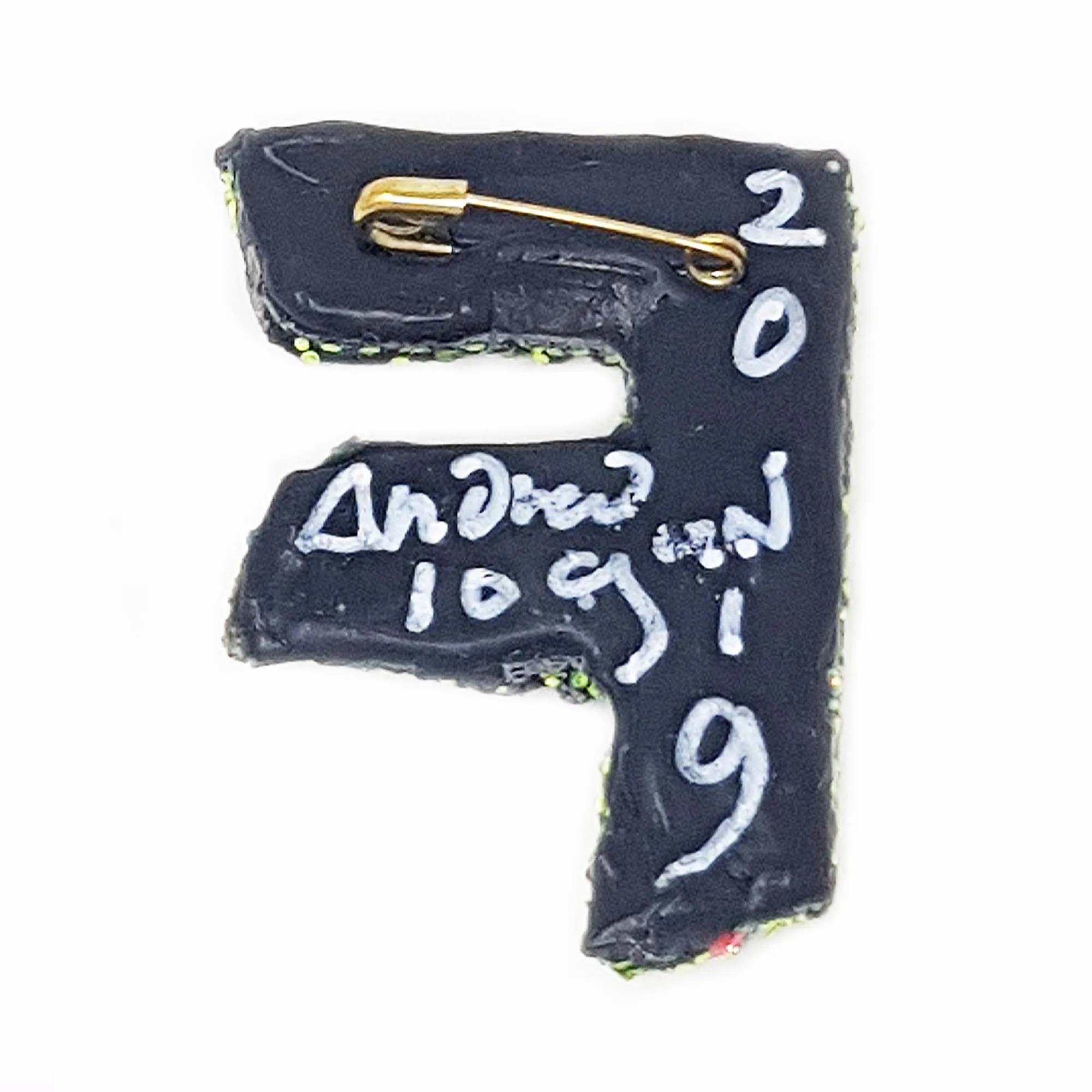 LETTER F - GREEN BROOCH