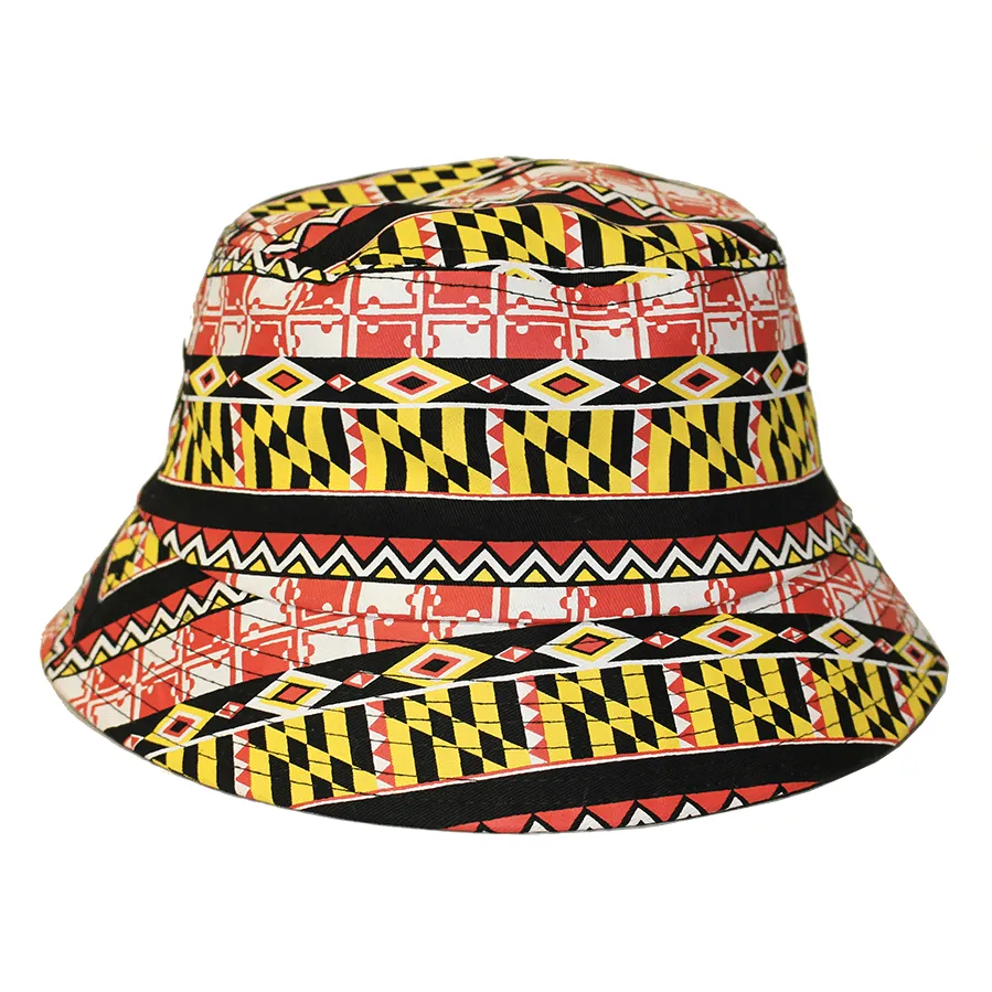 Maryland Flag Geometric Pattern / Bucket Hat