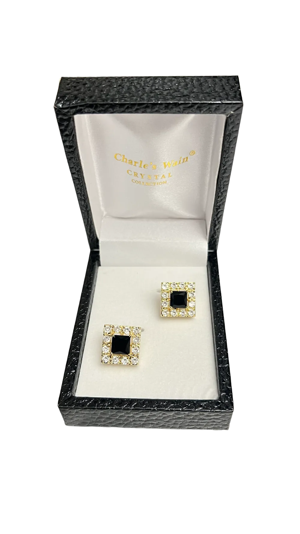 Men's gold and black diamond stones cufflinks