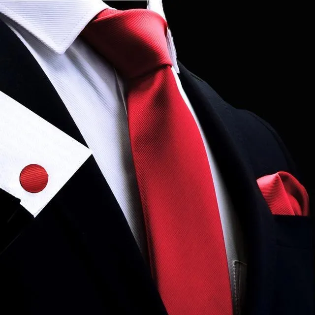 Men's Silk Tie & Pocket Square - FREE Matching Cufflinks Included!