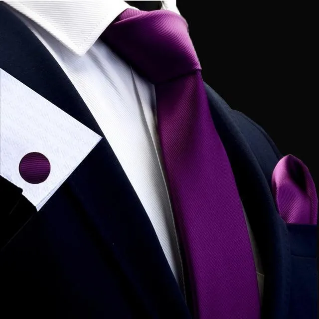 Men's Silk Tie & Pocket Square - FREE Matching Cufflinks Included!