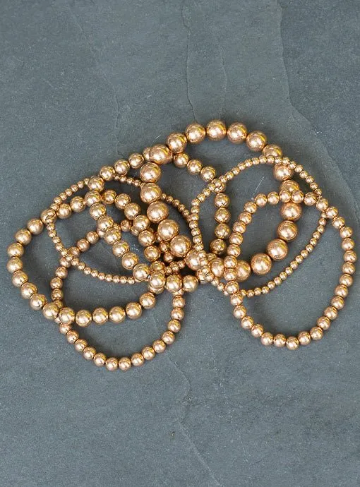 Multi Layered Matte Gold Bead Bracelet Set