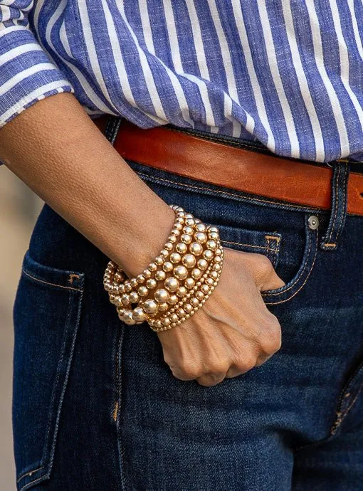 Multi Layered Matte Gold Bead Bracelet Set