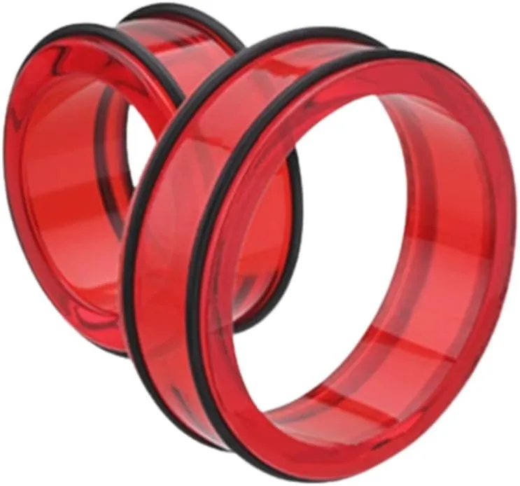 Pierced Owl Large Gauge Acrylic No Flare Tunnels with Black O-Rings, Sold as a Pair