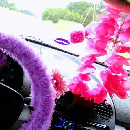 Pretty Lilac fuzzy faux fur car steering wheel cover