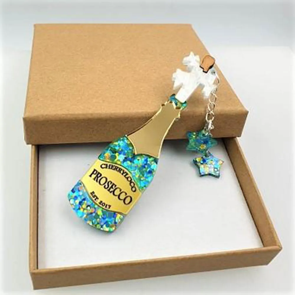 Prosecco Bottle Brooch by Cherryloco Jewellery